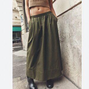 Poplin midi/maxi skirt
